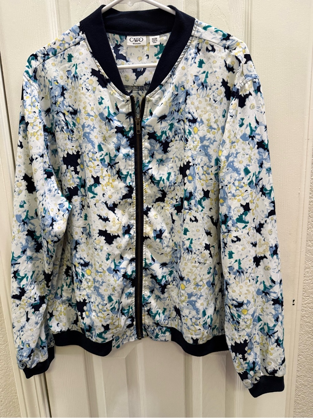 Cato Floral Bomber Lightweight Jacket - White/Blue 18/20